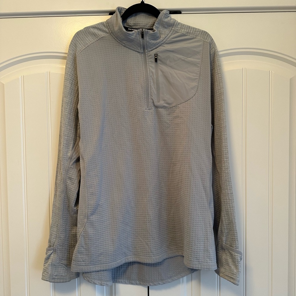 Nike running men’s quarter zip. Gray. Size L.